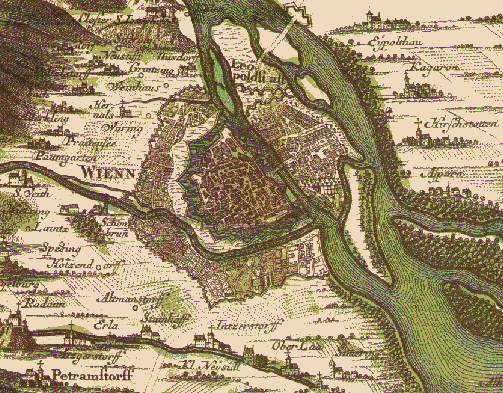 from a map of Vienna and suburbs by Mathus Seutter 1730/40