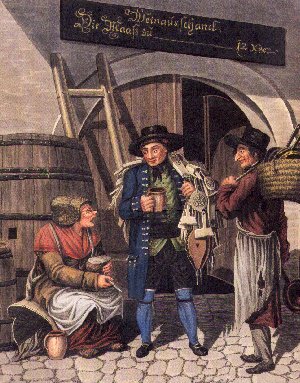 Weinbau von Aquatinta von Benedikt Piringer und Kilian Ponheimer d.. aus dem Zyklus Kaufrufe 1804-1812